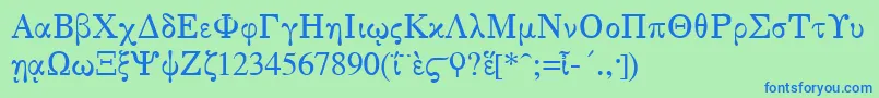 フォントGreekSerge1Normal – 青い文字は緑の背景です。