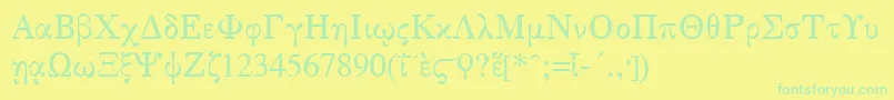 GreekSerge1Normal Font – Green Fonts on Yellow Background