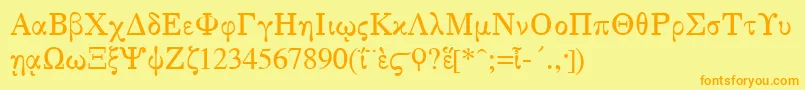 GreekSerge1Normal Font – Orange Fonts on Yellow Background