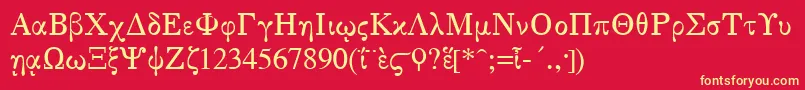 GreekSerge1Normal Font – Yellow Fonts on Red Background