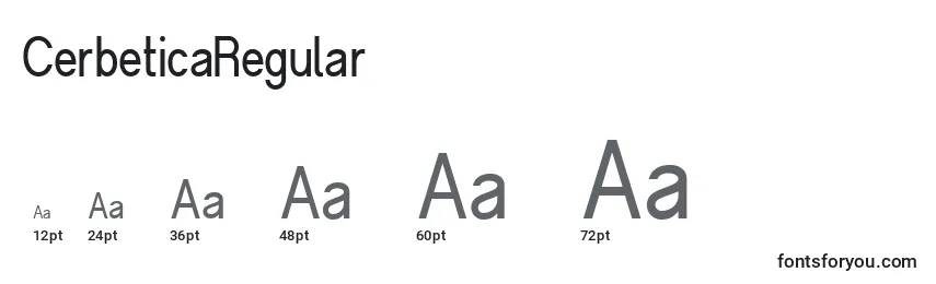 Размеры шрифта CerbeticaRegular