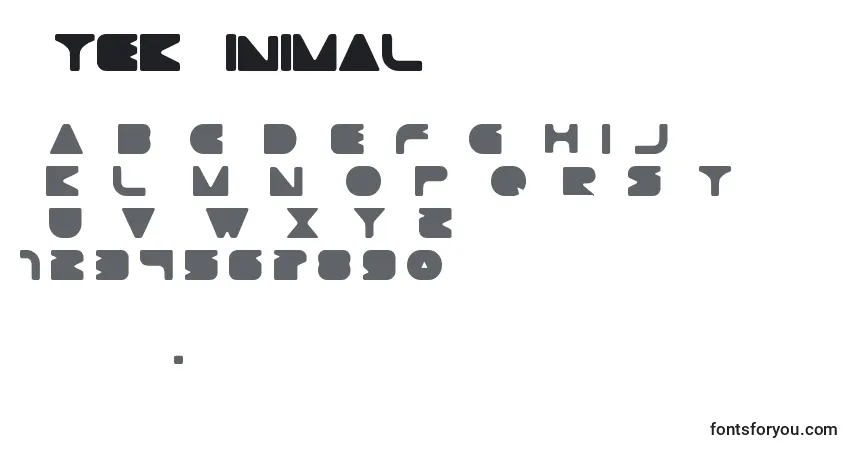 Czcionka GtekMinimal – alfabet, cyfry, specjalne znaki