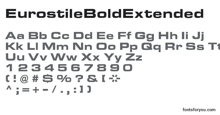 Czcionka EurostileBoldExtended – alfabet, cyfry, specjalne znaki