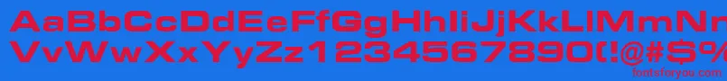 EurostileBoldExtended Font – Red Fonts on Blue Background