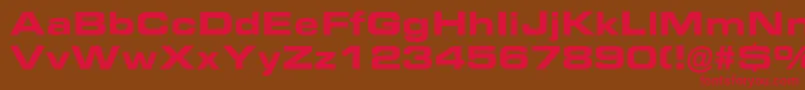 フォントEurostileBoldExtended – 赤い文字が茶色の背景にあります。