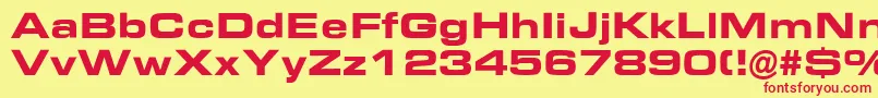 EurostileBoldExtended Font – Red Fonts on Yellow Background