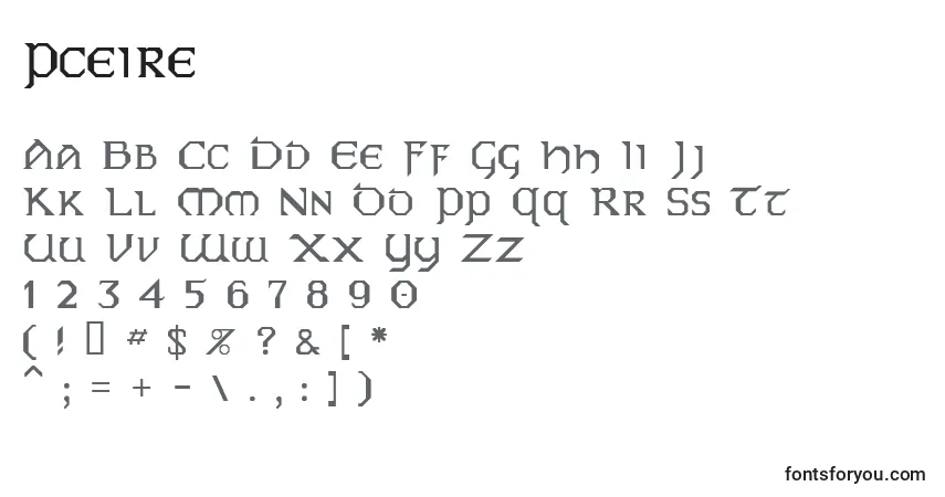 Czcionka Pceire – alfabet, cyfry, specjalne znaki