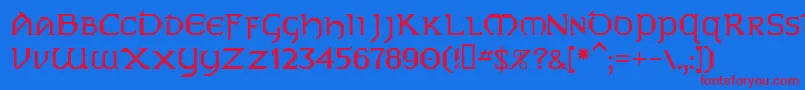 Pceire Font – Red Fonts on Blue Background