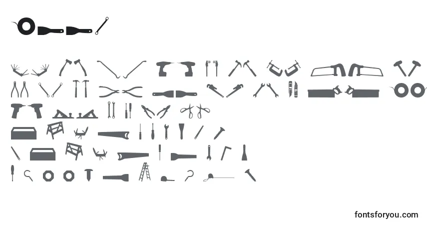 A fonte Tool – alfabeto, números, caracteres especiais