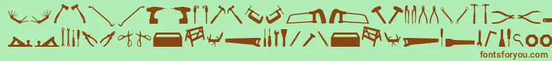 Tool-Schriftart – Braune Schriften auf grünem Hintergrund