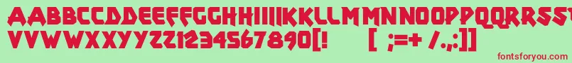フォントXar – 赤い文字の緑の背景