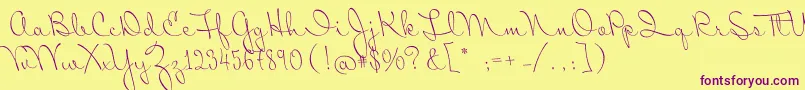 MrSopkin-Schriftart – Violette Schriften auf gelbem Hintergrund