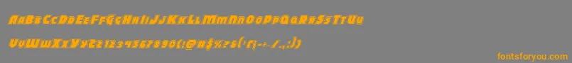 フォントBlitzstrikeproital – オレンジの文字は灰色の背景にあります。