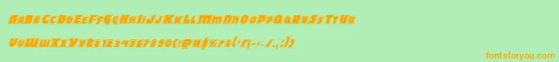 フォントBlitzstrikeproital – オレンジの文字が緑の背景にあります。