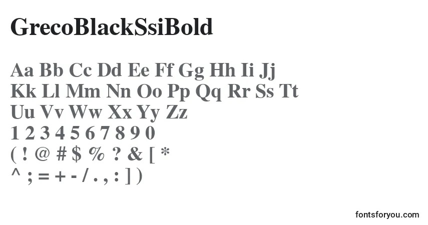 A fonte GrecoBlackSsiBold – alfabeto, números, caracteres especiais