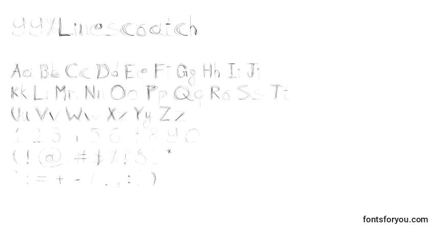 A fonte 99%Linescratch – alfabeto, números, caracteres especiais