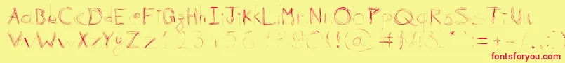 99%Linescratch Font – Red Fonts on Yellow Background