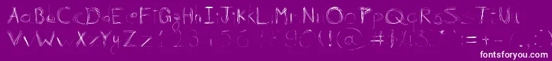 Czcionka 99%Linescratch – białe czcionki na fioletowym tle