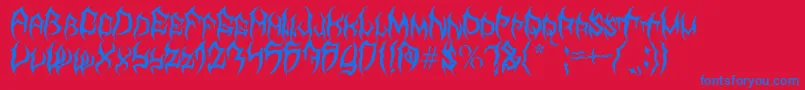 MbTyrant Font – Blue Fonts on Red Background