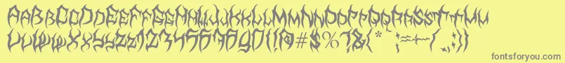 Fonte MbTyrant – fontes cinzas em um fundo amarelo