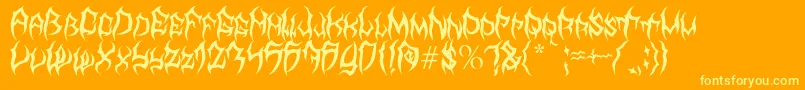 MbTyrant-Schriftart – Gelbe Schriften auf orangefarbenem Hintergrund