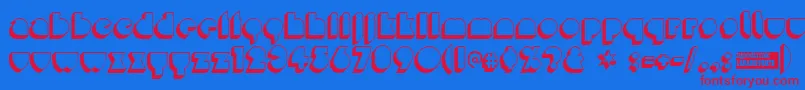 Misirlod1 Font – Red Fonts on Blue Background