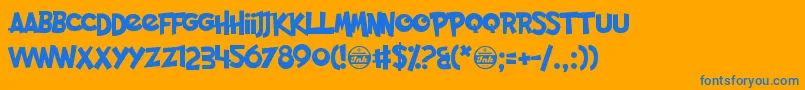 PocketMonk-fontti – siniset fontit oranssilla taustalla