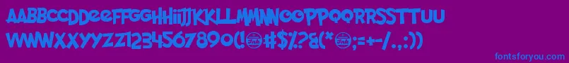 PocketMonk-fontti – siniset fontit violetilla taustalla
