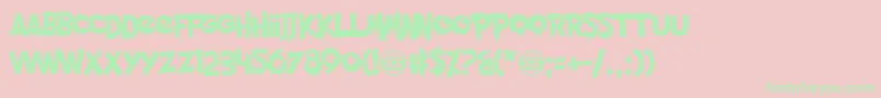 PocketMonk-Schriftart – Grüne Schriften auf rosa Hintergrund