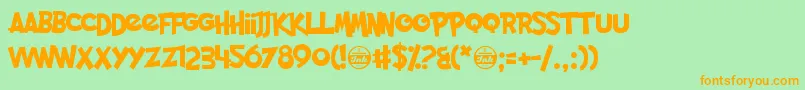 PocketMonk Font – Orange Fonts on Green Background