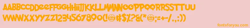 Fonte PocketMonk – fontes laranjas em um fundo rosa