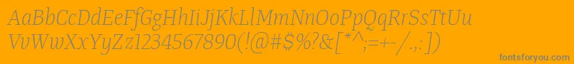 Шрифт TangerserifnarrowulLightitalic – серые шрифты на оранжевом фоне