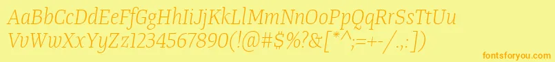 TangerserifnarrowulLightitalic Font – Orange Fonts on Yellow Background