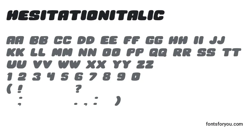 Schriftart HesitationItalic – Alphabet, Zahlen, spezielle Symbole