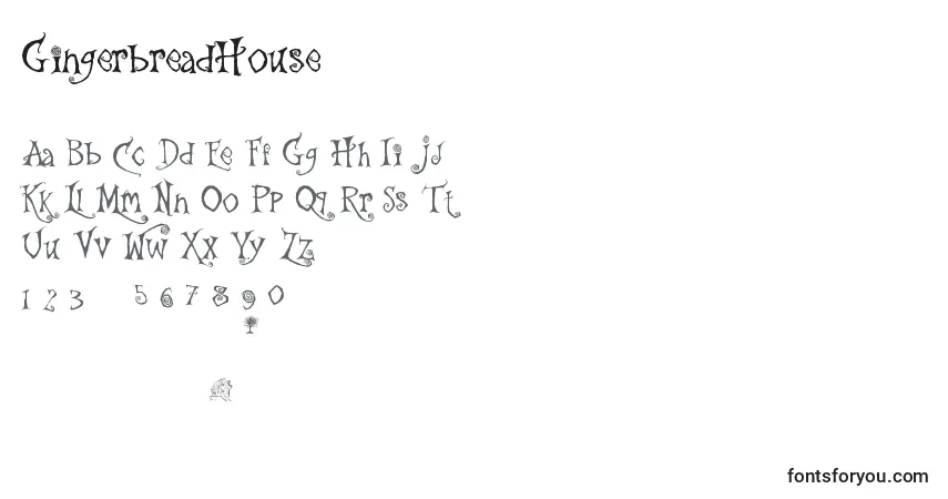 Schriftart GingerbreadHouse – Alphabet, Zahlen, spezielle Symbole