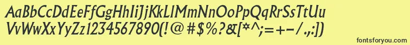 Więcej informacji o czcionce AlbertusmtstdItalic Czcionka AlbertusmtstdItalic – czarne czcionki na żółtym tle