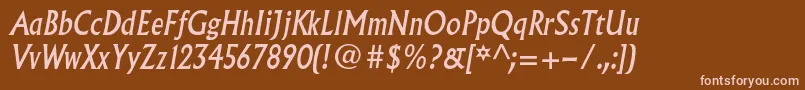 AlbertusmtstdItalic-fontti – vaaleanpunaiset fontit ruskealla taustalla