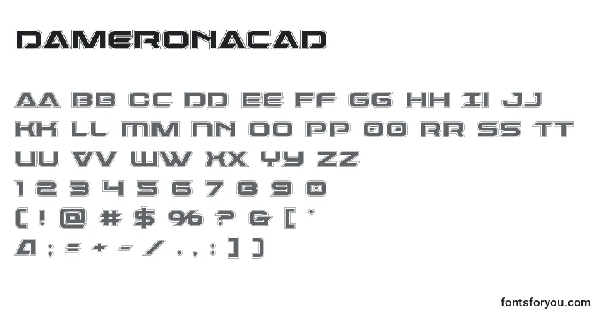 Dameronacad-fontti – aakkoset, numerot, erikoismerkit
