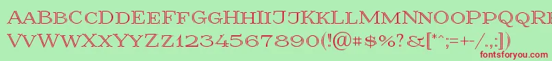 Prida36 Font – Red Fonts on Green Background