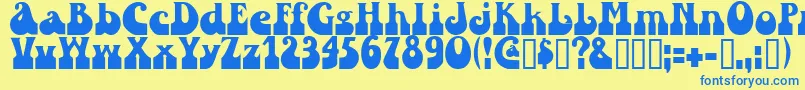 フォントSandc – 青い文字が黄色の背景にあります。