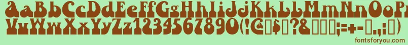 フォントSandc – 緑の背景に茶色のフォント
