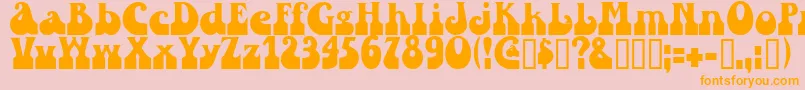 Sandc-Schriftart – Orangefarbene Schriften auf rosa Hintergrund