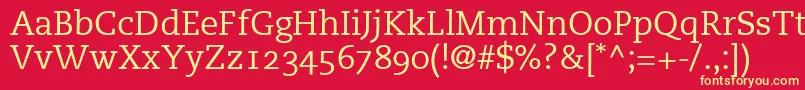 Czcionka PmnCaecilia55RomanOldstyleFigures – żółte czcionki na czerwonym tle