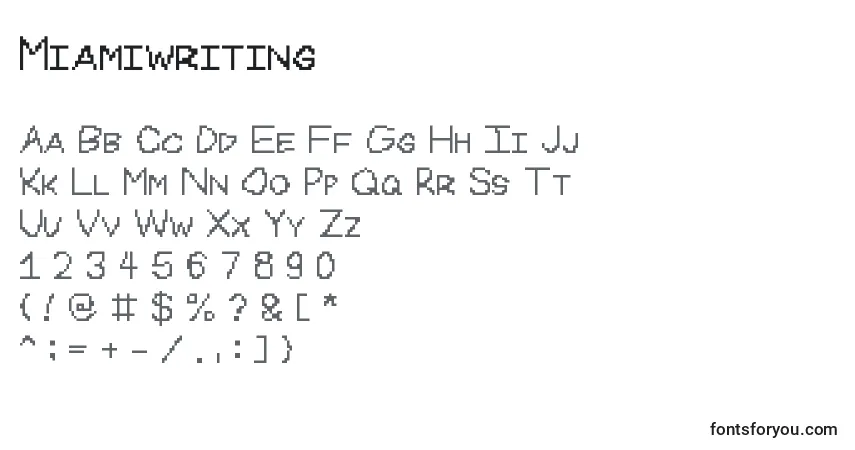 Czcionka Miamiwriting – alfabet, cyfry, specjalne znaki