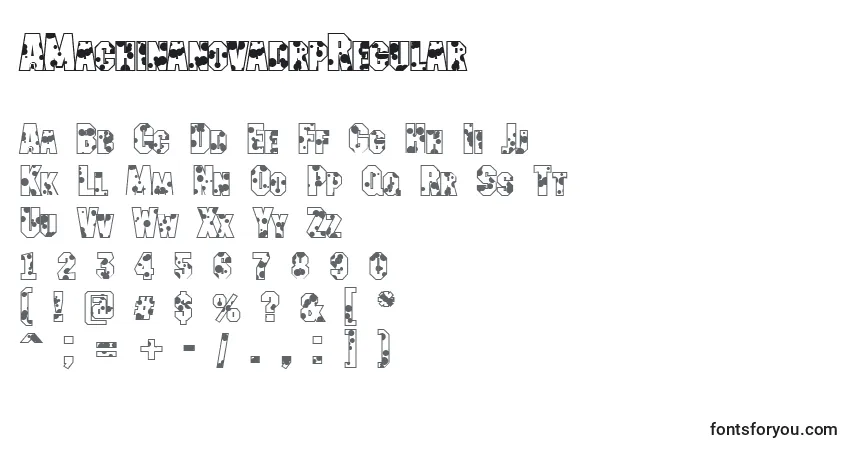 Schriftart AMachinanovadrpRegular – Alphabet, Zahlen, spezielle Symbole