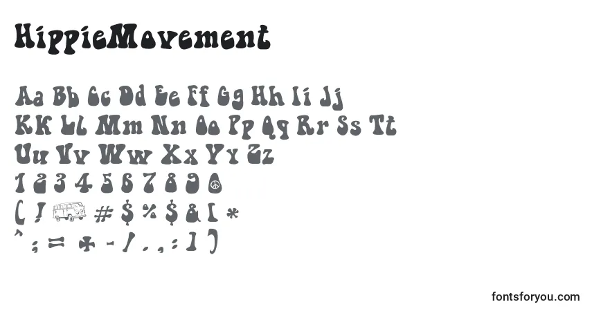 Fuente HippieMovement - alfabeto, números, caracteres especiales