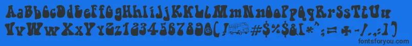 HippieMovement-Schriftart – Schwarze Schriften auf blauem Hintergrund
