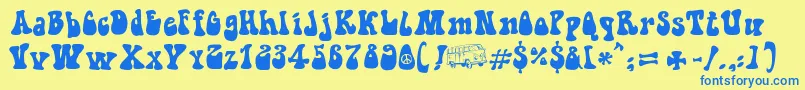 HippieMovement Font – Blue Fonts on Yellow Background