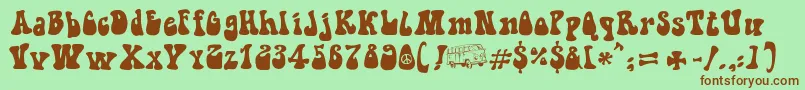 HippieMovement-fontti – ruskeat fontit vihreällä taustalla