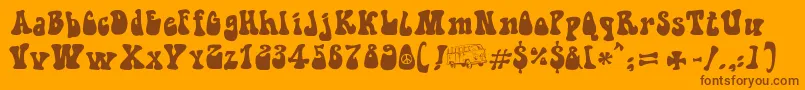 HippieMovement-Schriftart – Braune Schriften auf orangefarbenem Hintergrund